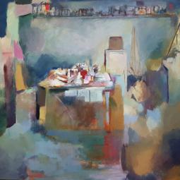 Atelier III, 2019, huile sur toile, 89x116 cm