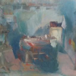 Vue d’atelier, 2017, huile sur toile, 50x60 cm
