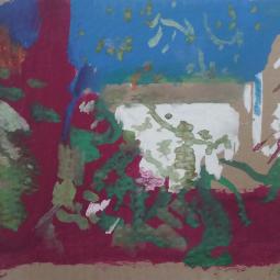 Façade, ciel bleu, 2016, gouache sur carton, 17,5x27cm