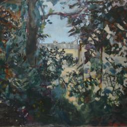 Vue de Paris, 2012, colle et pigments, huile sur papier marouflé, 114x162 cm