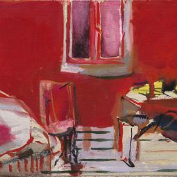 Sans titre, 2010, colle et pigments, encre, huile sur toile, 40x58 cm