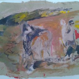 Donnant, 2017, gouache sur papier brun, 23x29cm